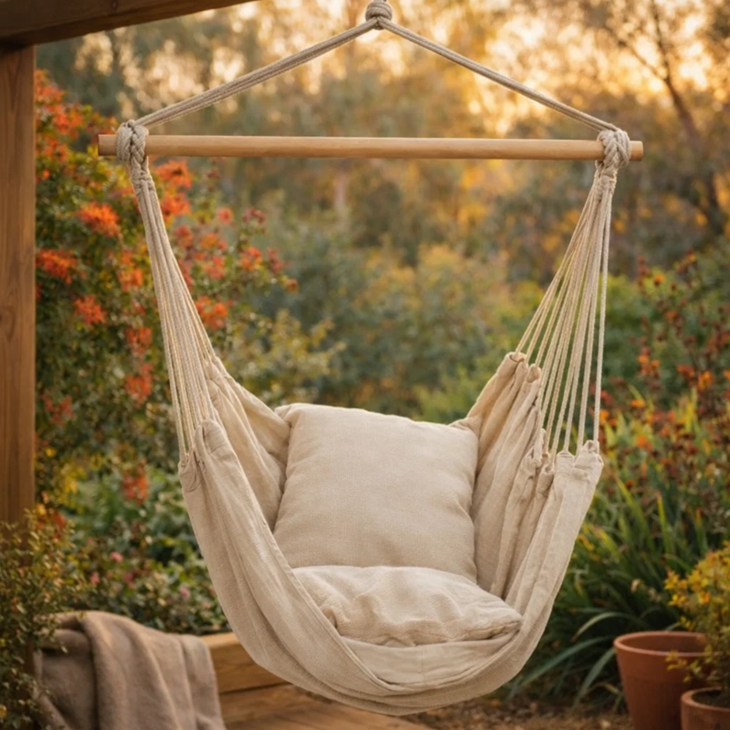 Portable Hanging Hammock Chair - Relax Anywhere, Indoors or Outside + 2 Small Pillows Included!