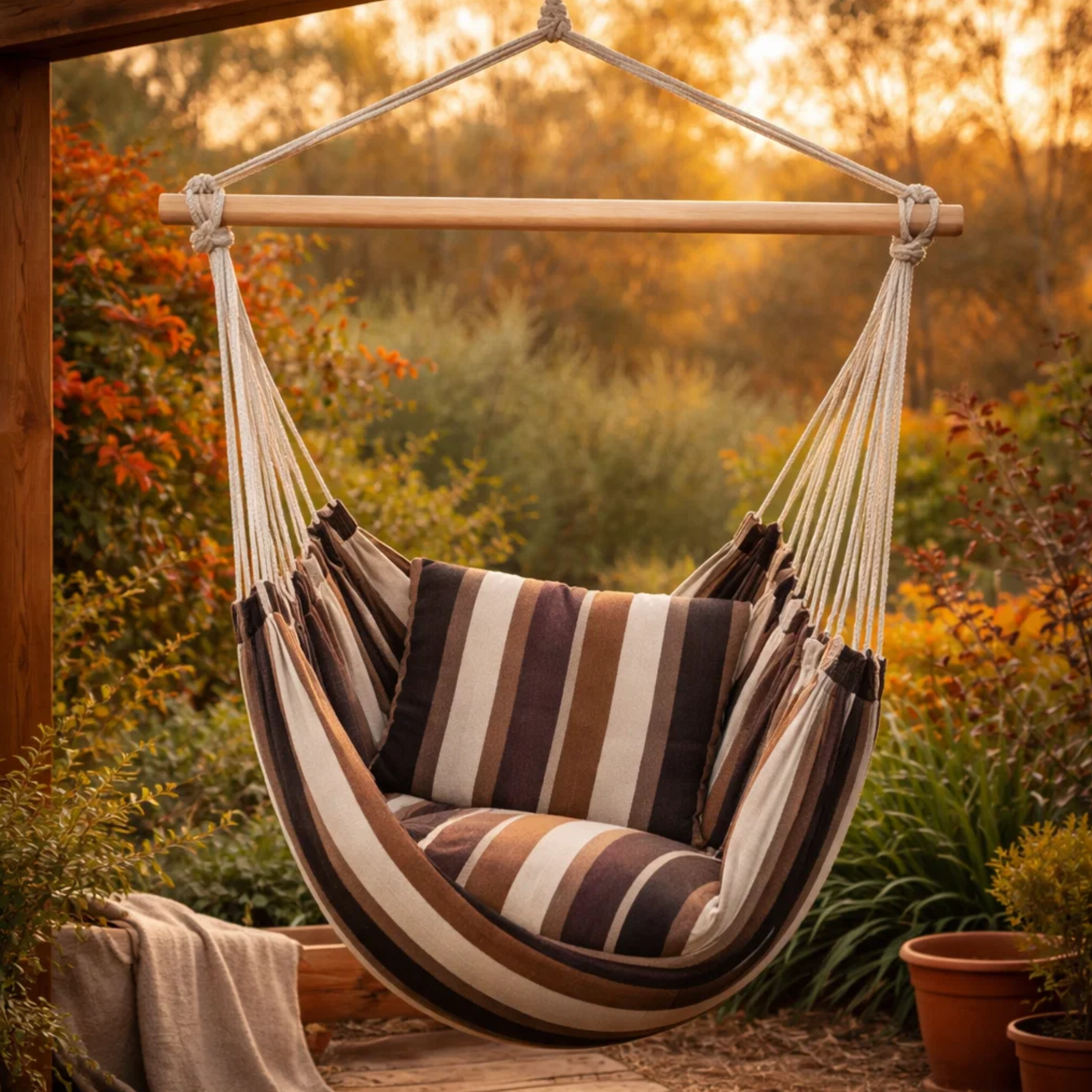 Portable Hanging Hammock Chair - Relax Anywhere, Indoors or Outside + 2 Small Pillows Included!