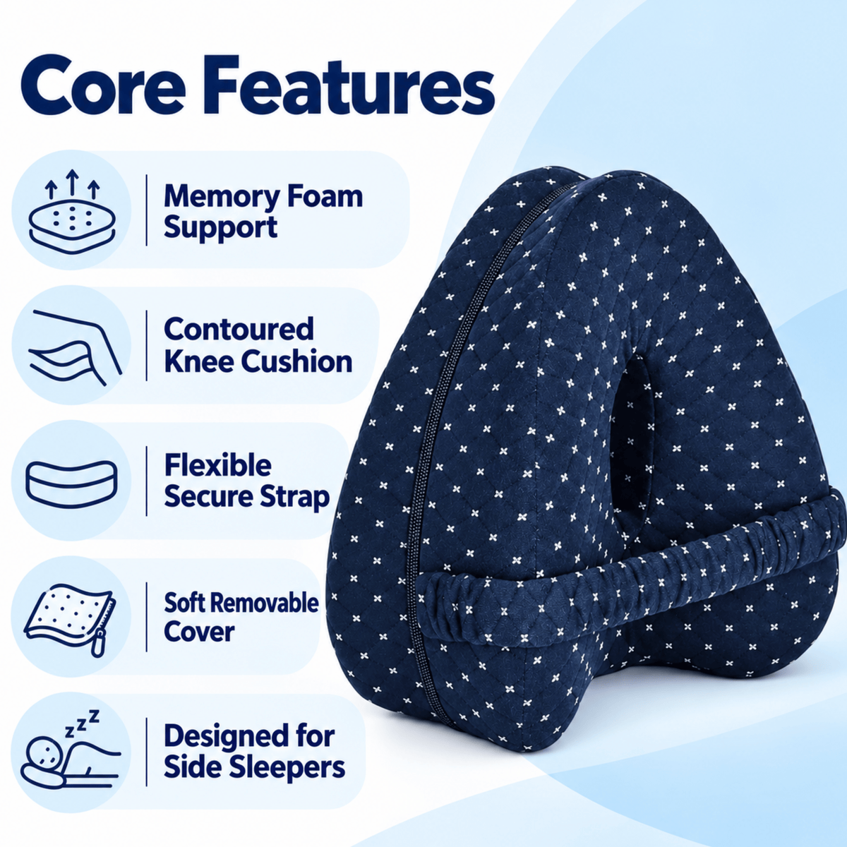 Orthopaedic Memory Foam Knee Pillow — Wake Up With Less Hip & Lower Back Discomfort