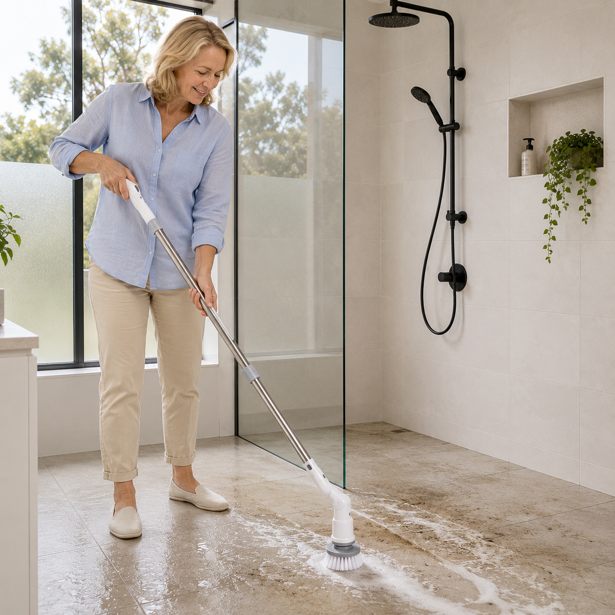 Extendable Bathroom Scrubber — Stand Tall While You Deep Clean