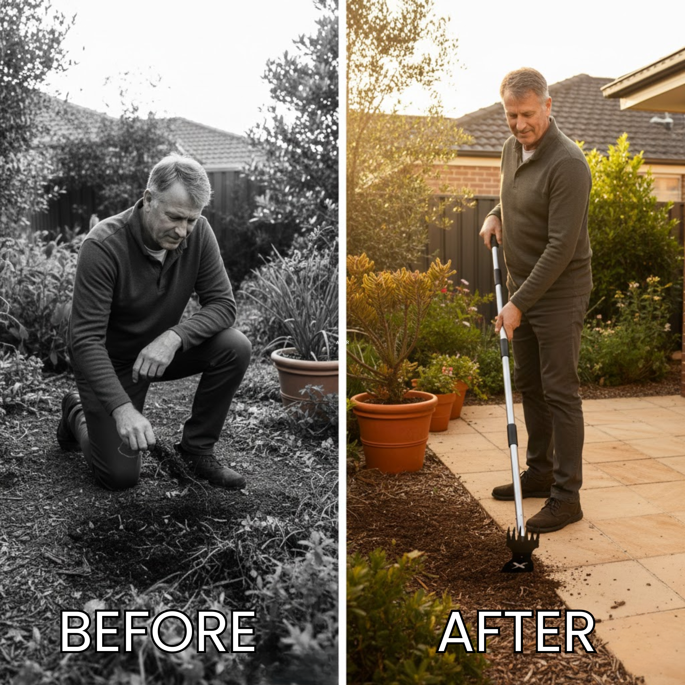 2-in-1 Upright Garden Hoe & Rake - Clear weeds and loosen soil without hurting your back