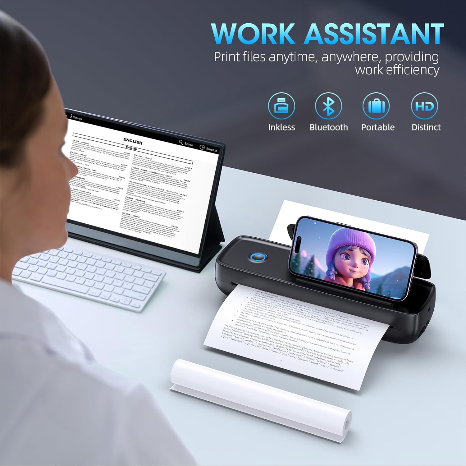 Inkless Portable WiFi Printer With Phone Holder