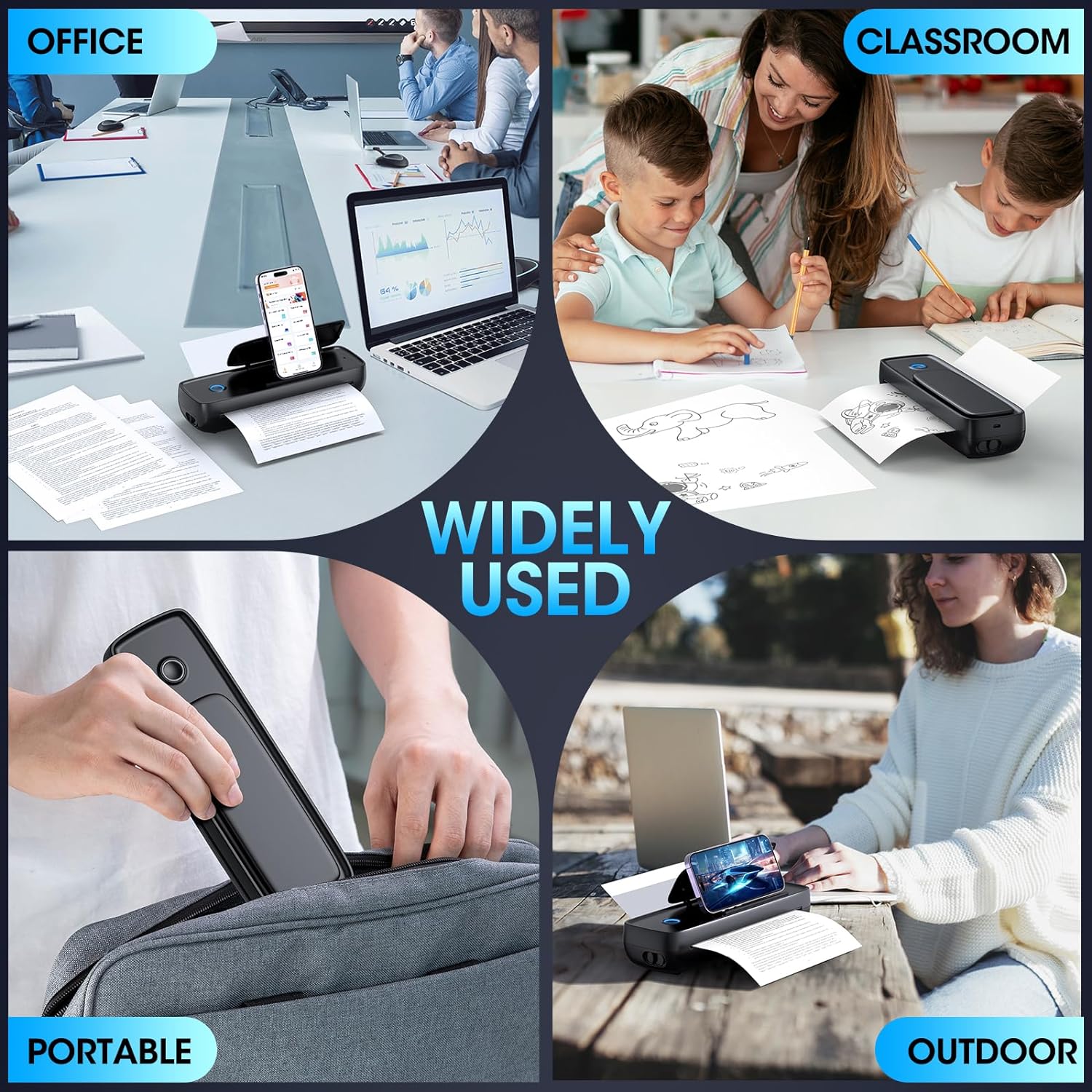 Inkless Portable WiFi Printer With Phone Holder
