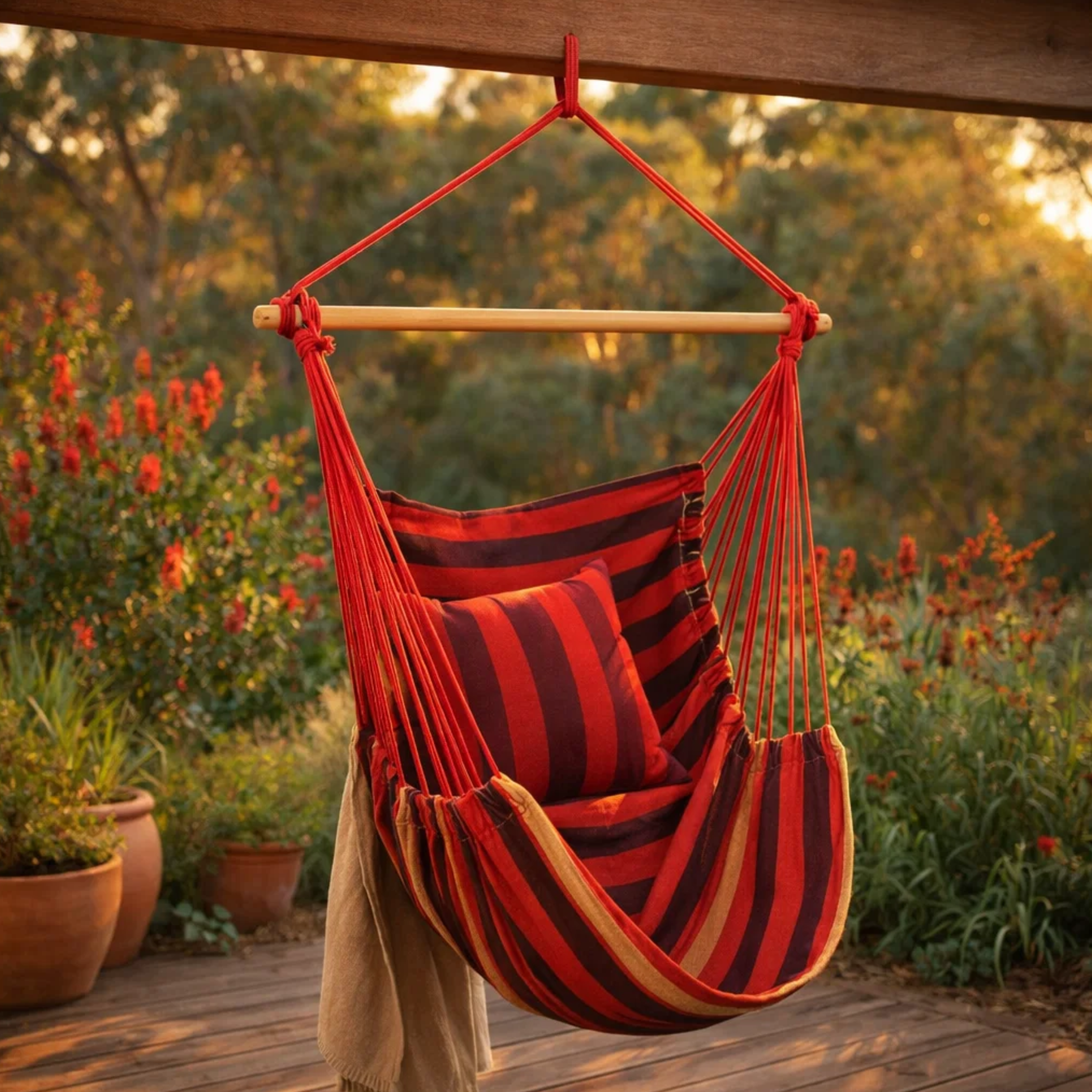 Portable Hanging Hammock Chair - Relax Anywhere, Indoors or Outside + 2 Small Pillows Included!