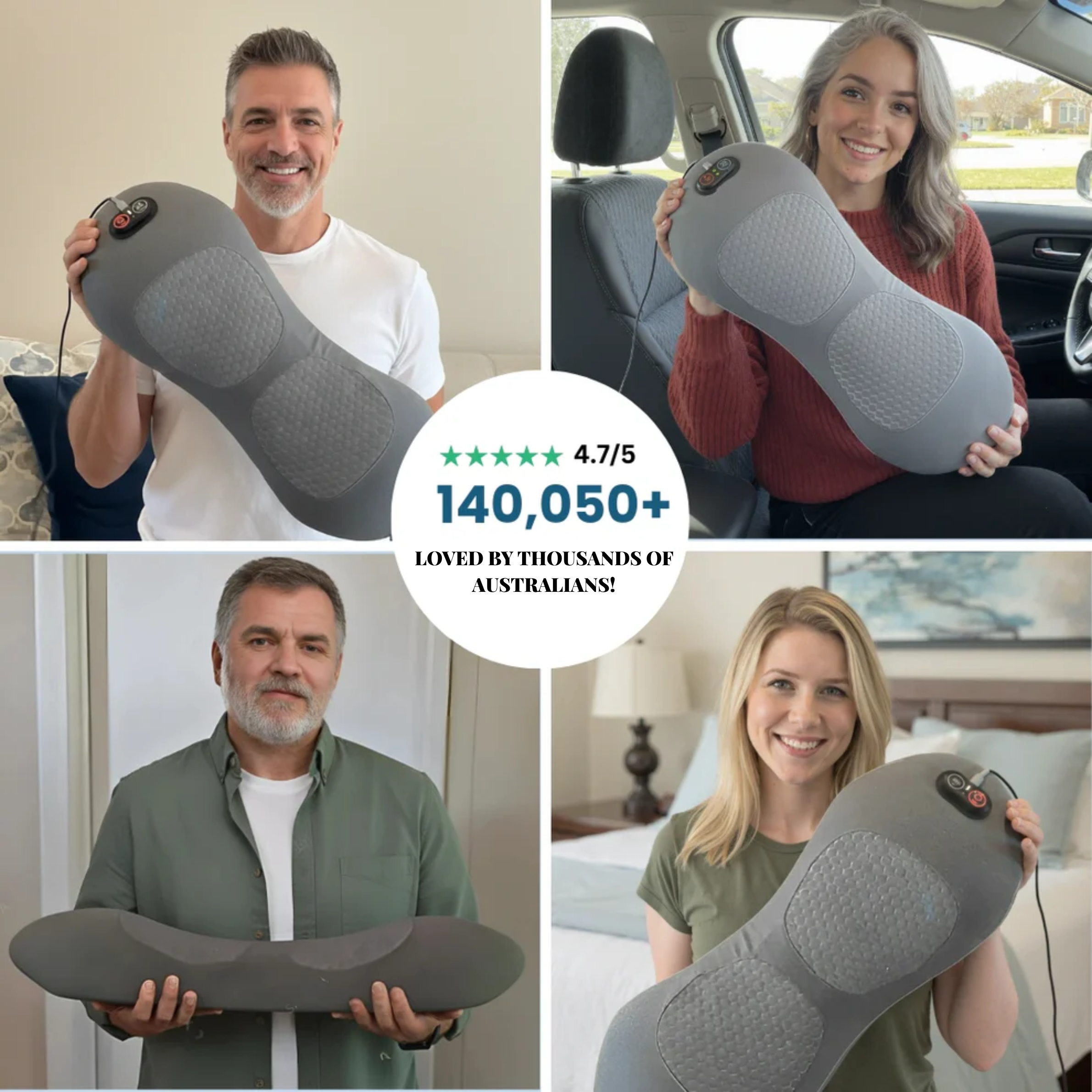 3-in-1 Sciatica Support Pillow – Heat & Vibration Back Comfort Cushion
