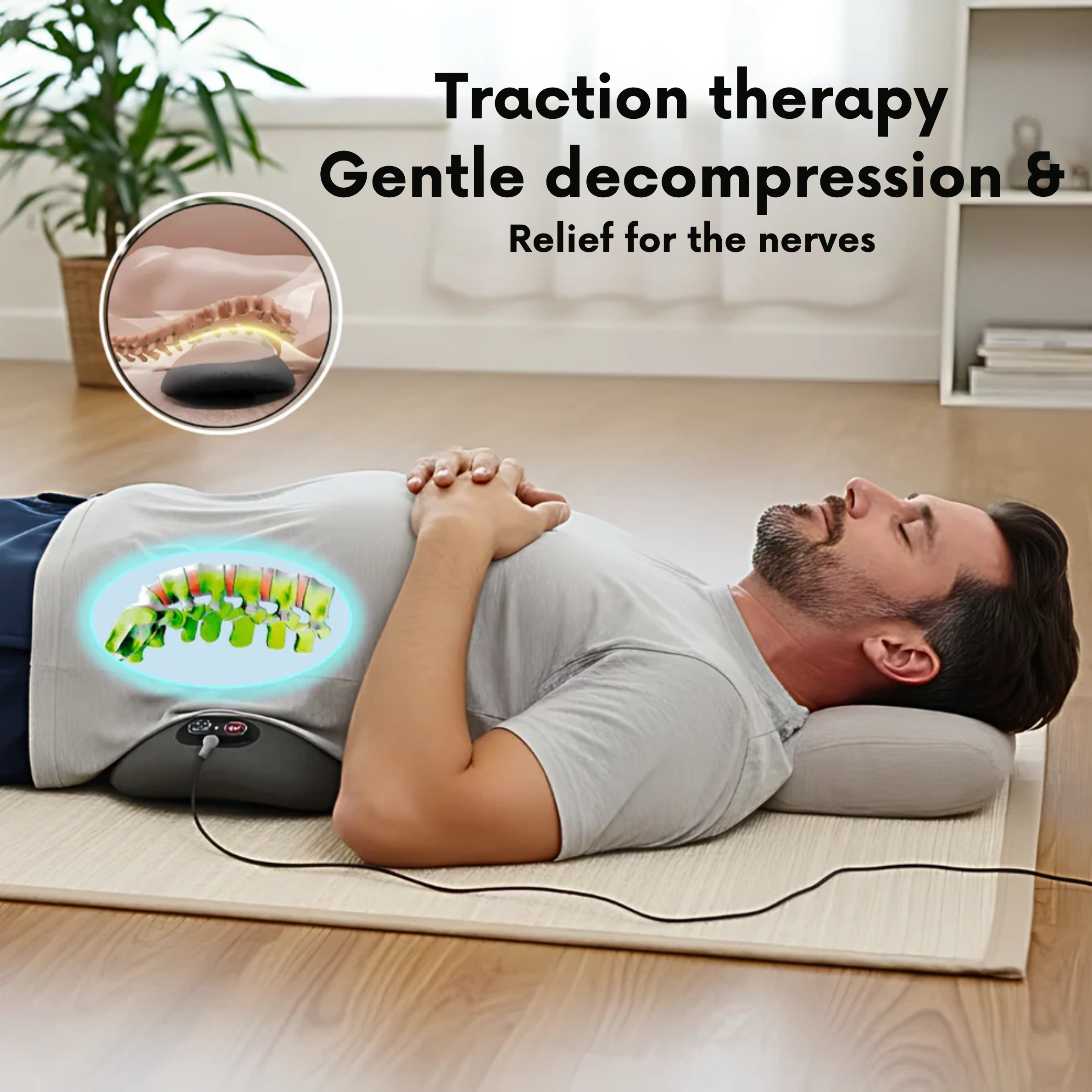 3-in-1 Sciatica Support Pillow – Heat & Vibration Back Comfort Cushion