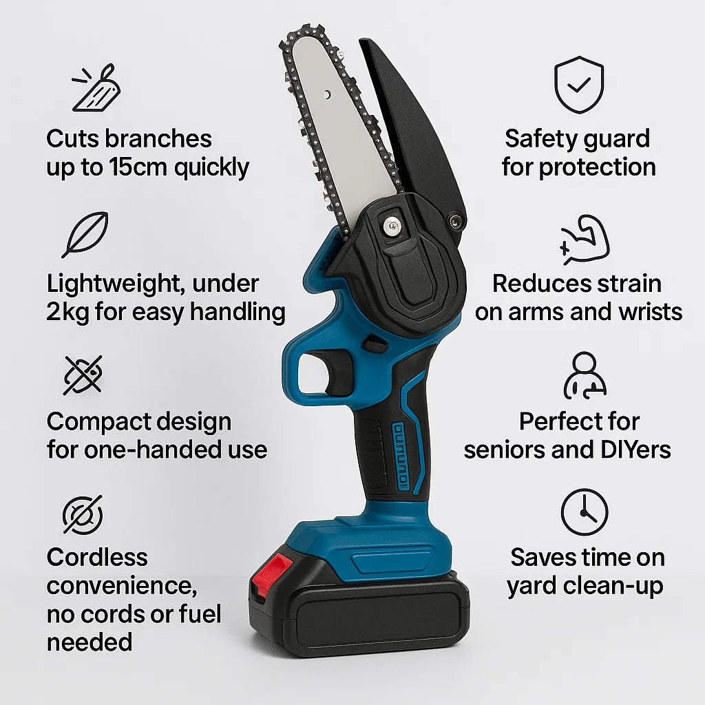 6" One Hand Chainsaw + 2 Free Batteries & Charger