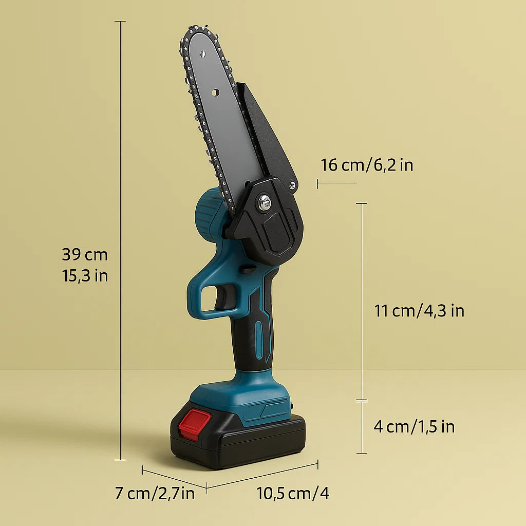 6" One Hand Chainsaw + 2 Free Batteries & Charger