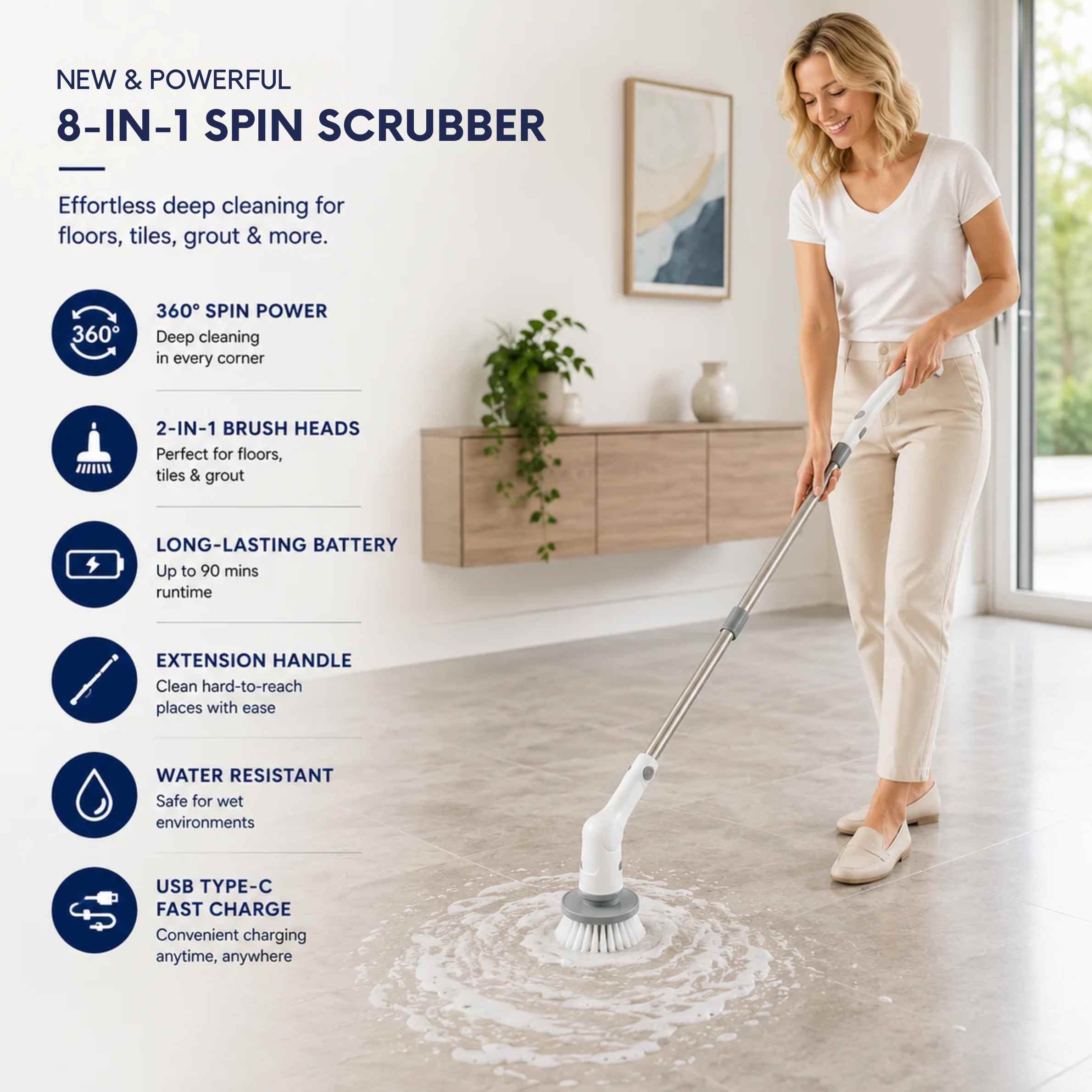 Extendable Bathroom Scrubber — Stand Tall While You Deep Clean