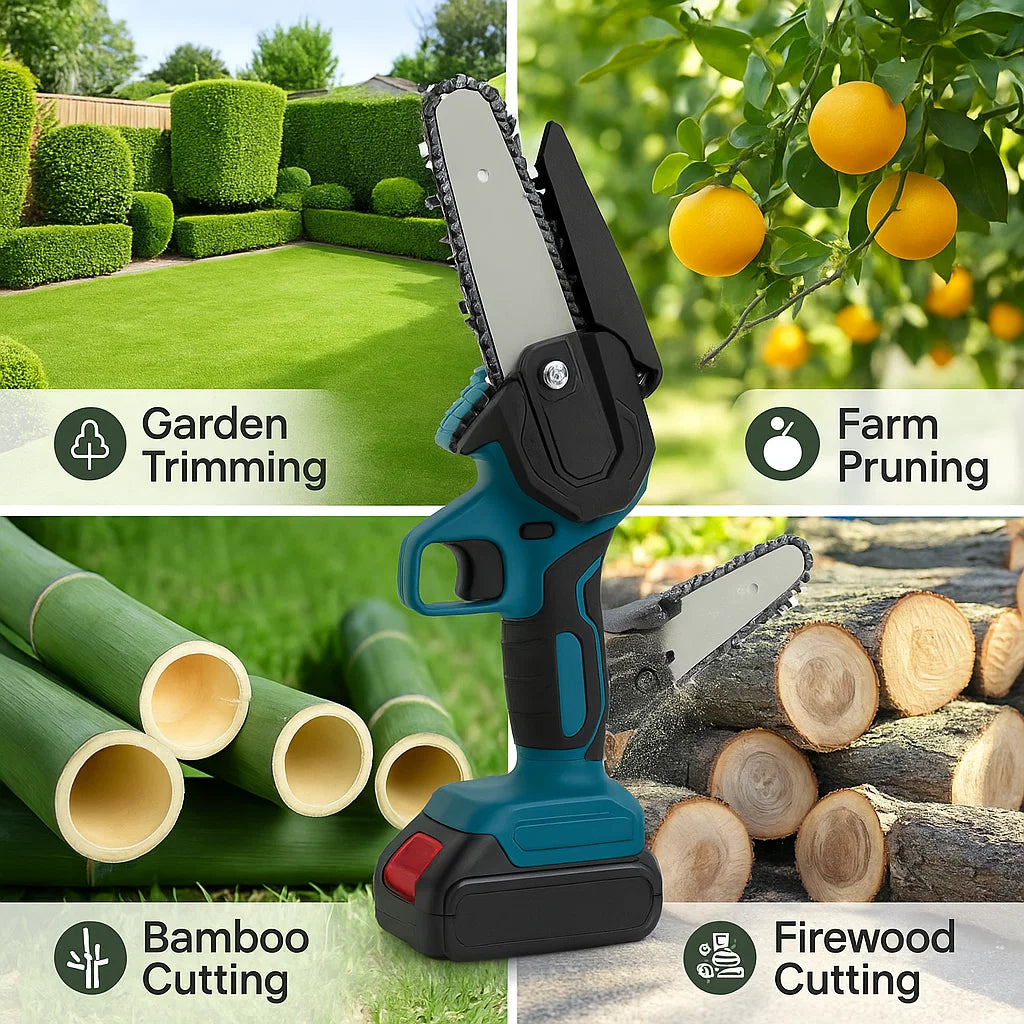 6" One Hand Chainsaw + 2 Free Batteries & Charger