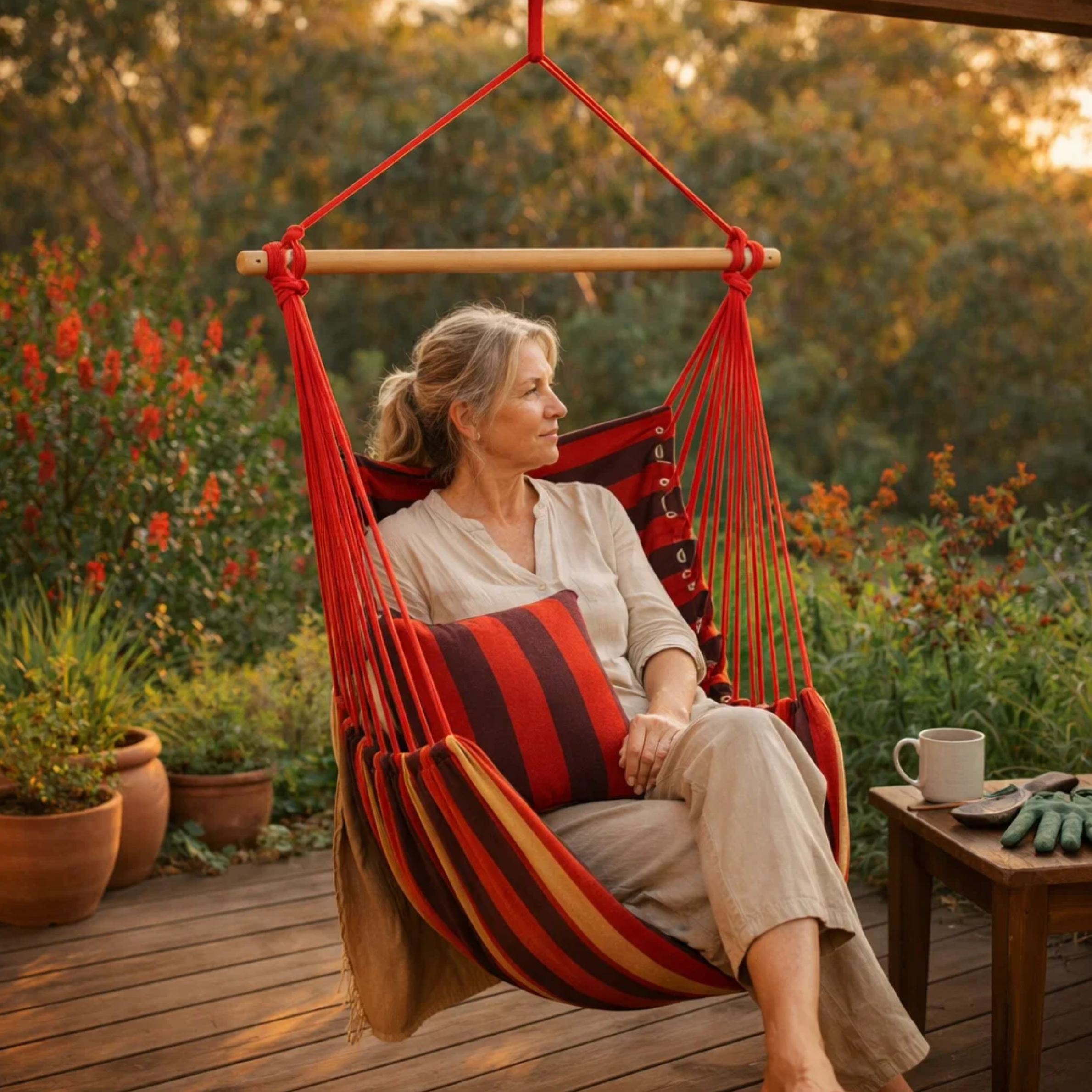 Portable Hanging Hammock Chair - Relax Anywhere, Indoors or Outside + 2 Small Pillows Included!