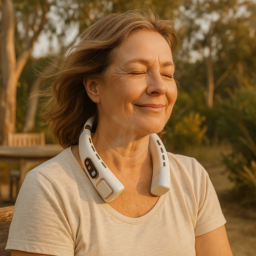 Airflow ™ Portable Bladeless Neck Fan - Powerful Cooling in Seconds.
