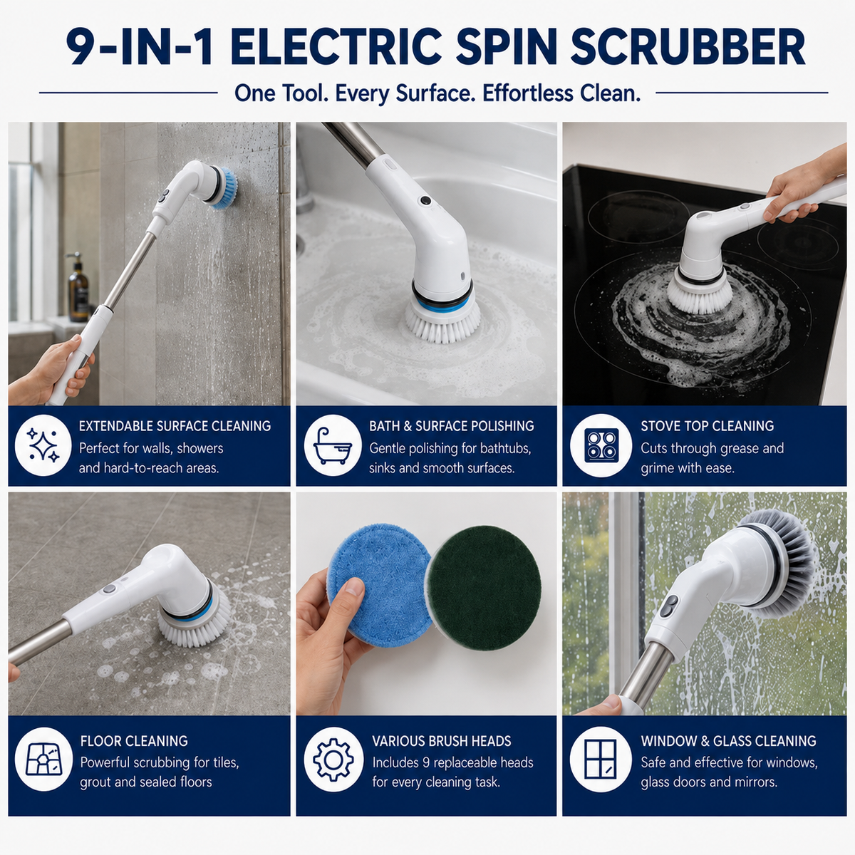 9-1 Extendable Bathroom Scrubber — Stand Tall While You Deep Clean