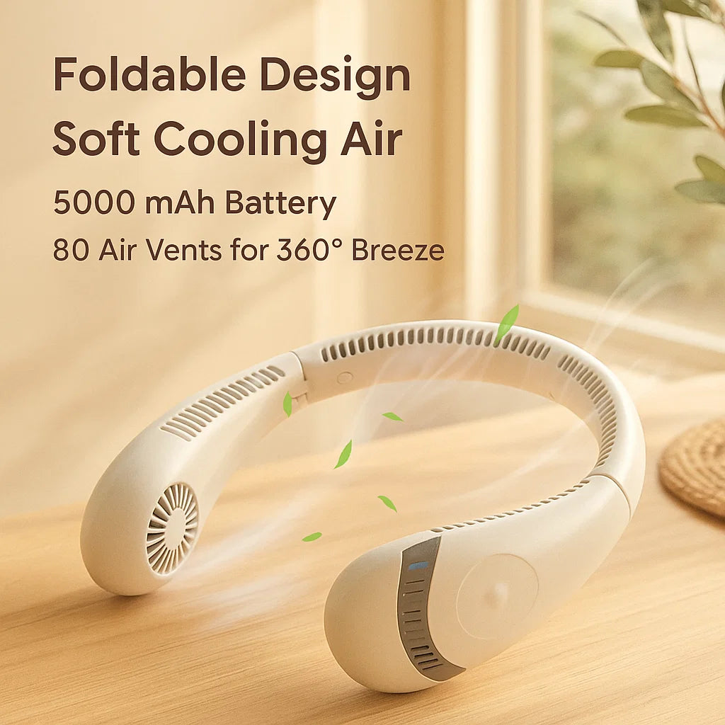 Airflow ™ Portable Bladeless Neck Fan - Powerful Cooling in Seconds.