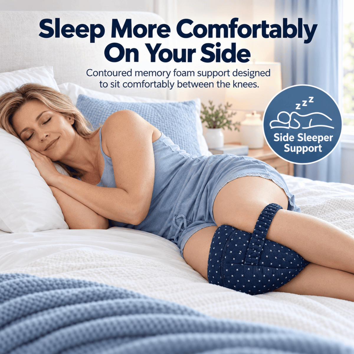 Orthopaedic Memory Foam Knee Pillow — Wake Up With Less Hip & Lower Back Discomfort