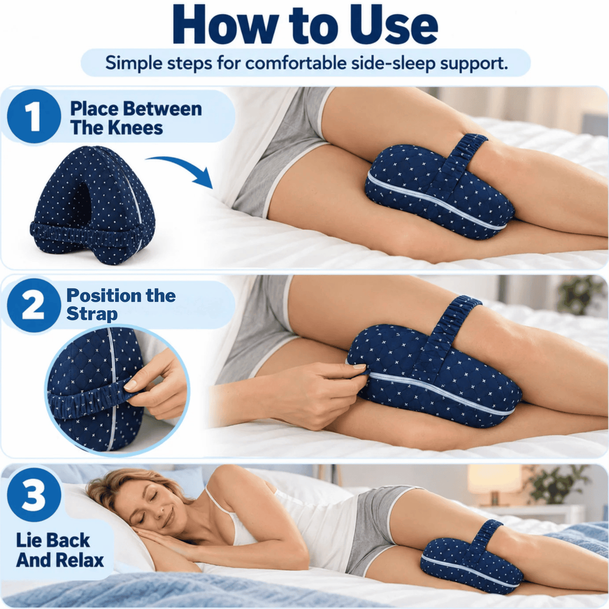 Orthopaedic Memory Foam Knee Pillow — Wake Up With Less Hip & Lower Back Discomfort