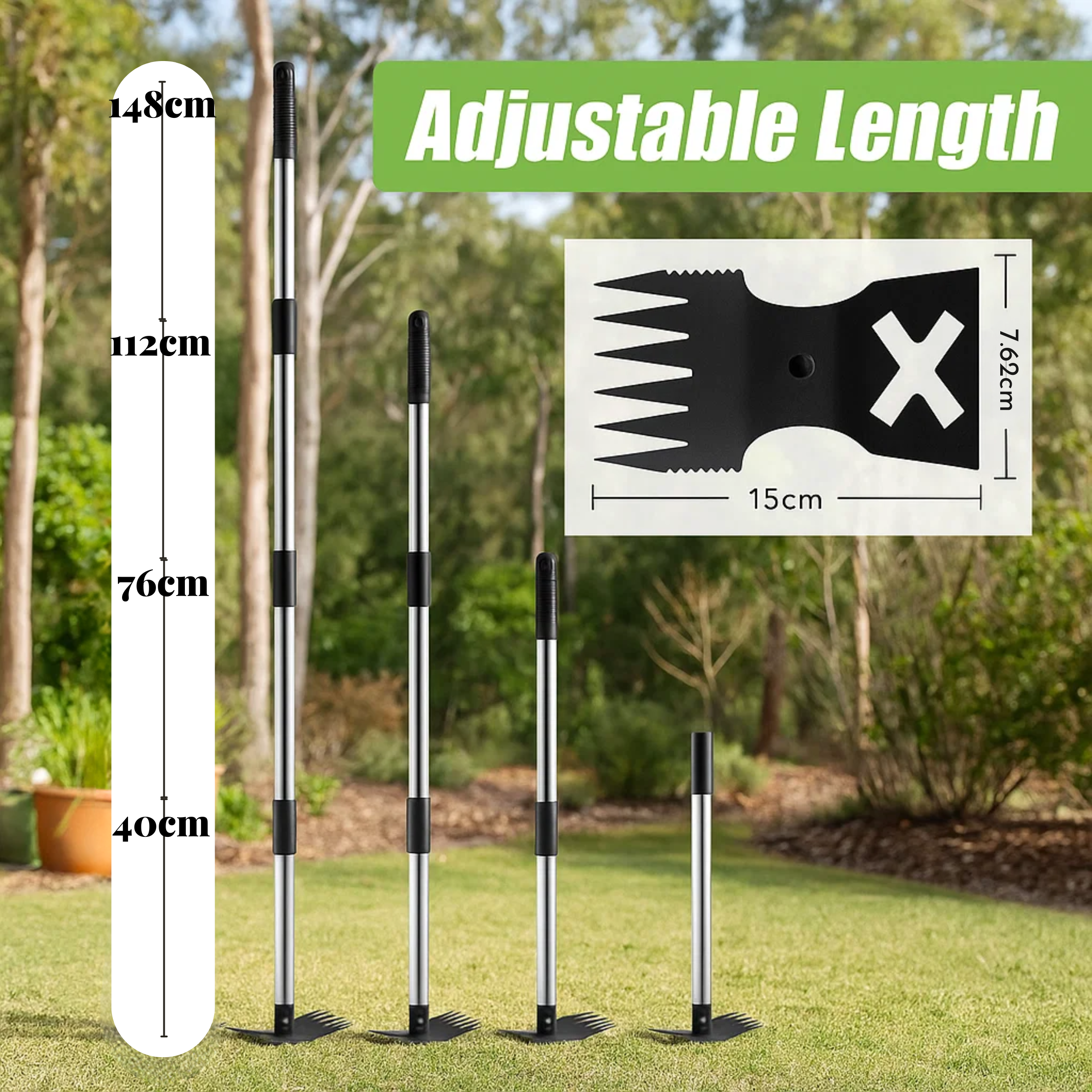 2-in-1 Upright Garden Hoe & Rake - Clear weeds and loosen soil without hurting your back
