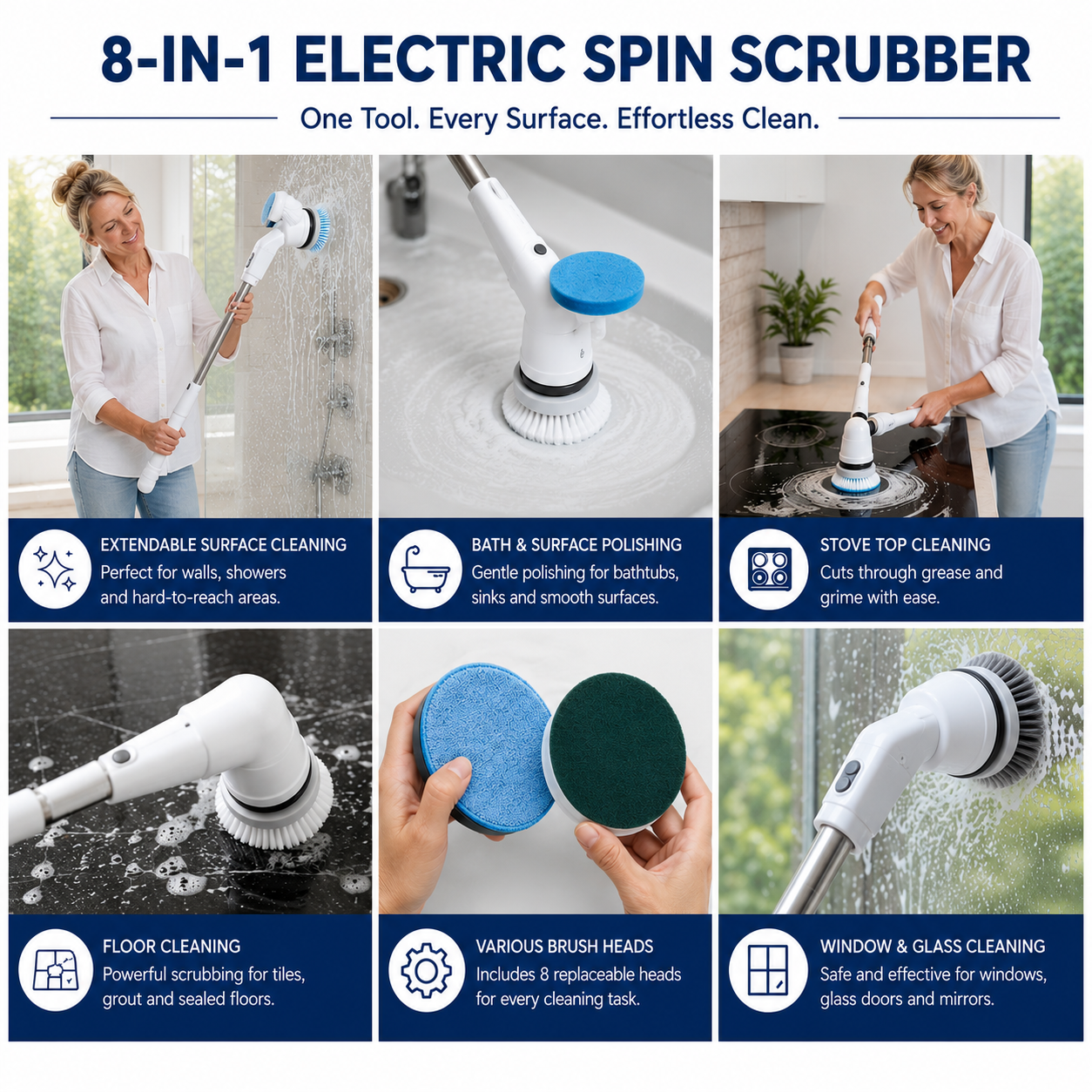 Extendable Bathroom Scrubber — Stand Tall While You Deep Clean