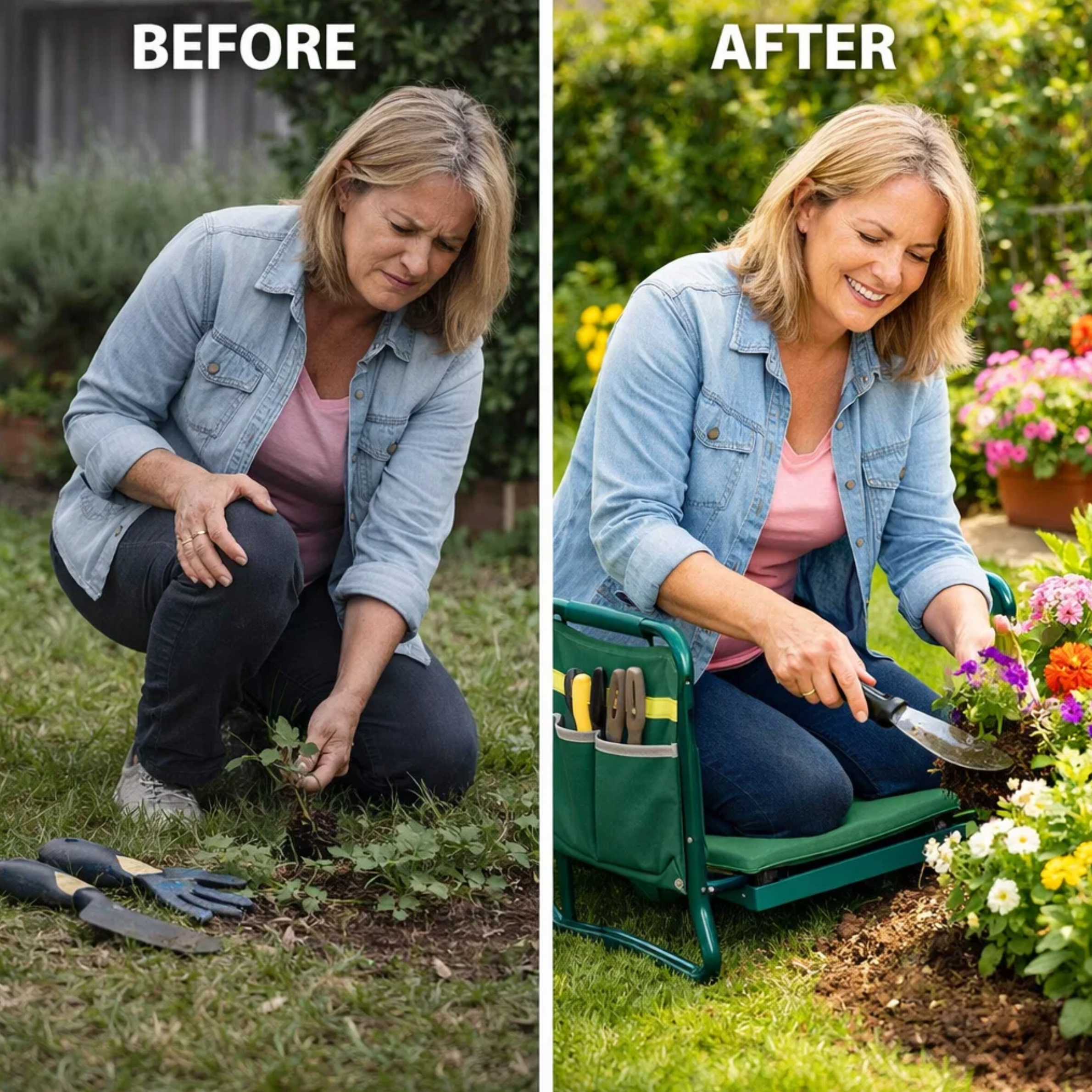 Garden Kneeler Seat — Relieve Back Pain & Knee Pressure While Gardening