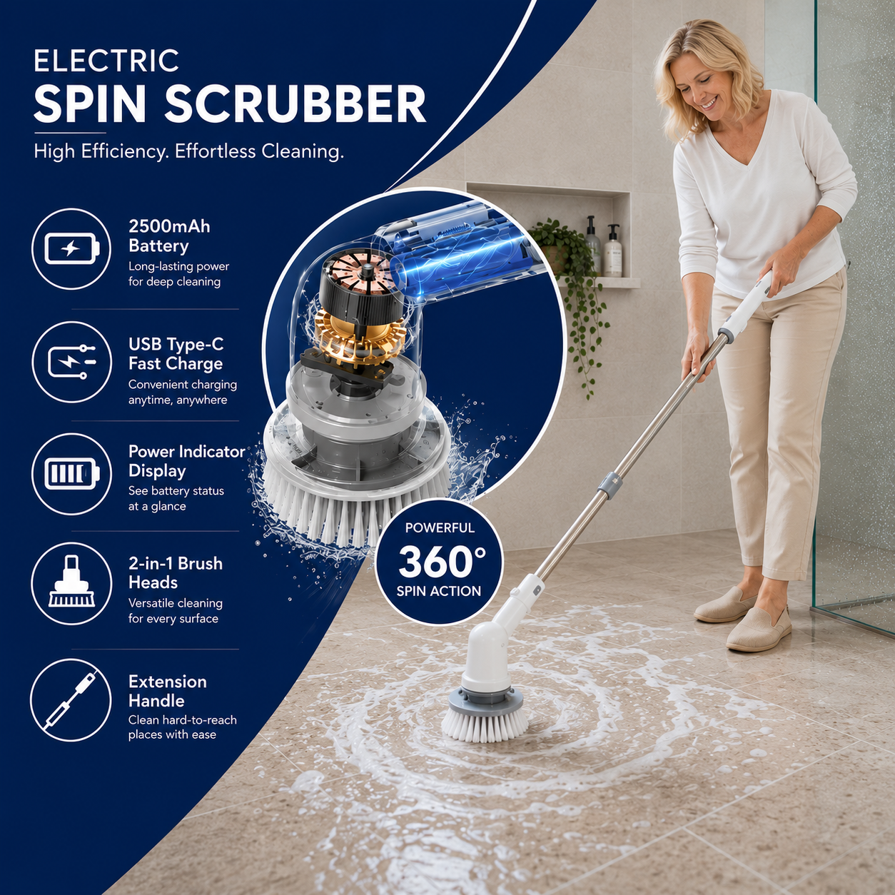 Extendable Bathroom Scrubber — Stand Tall While You Deep Clean