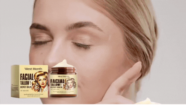 Woman enjoying soft skin after applying tallow balm