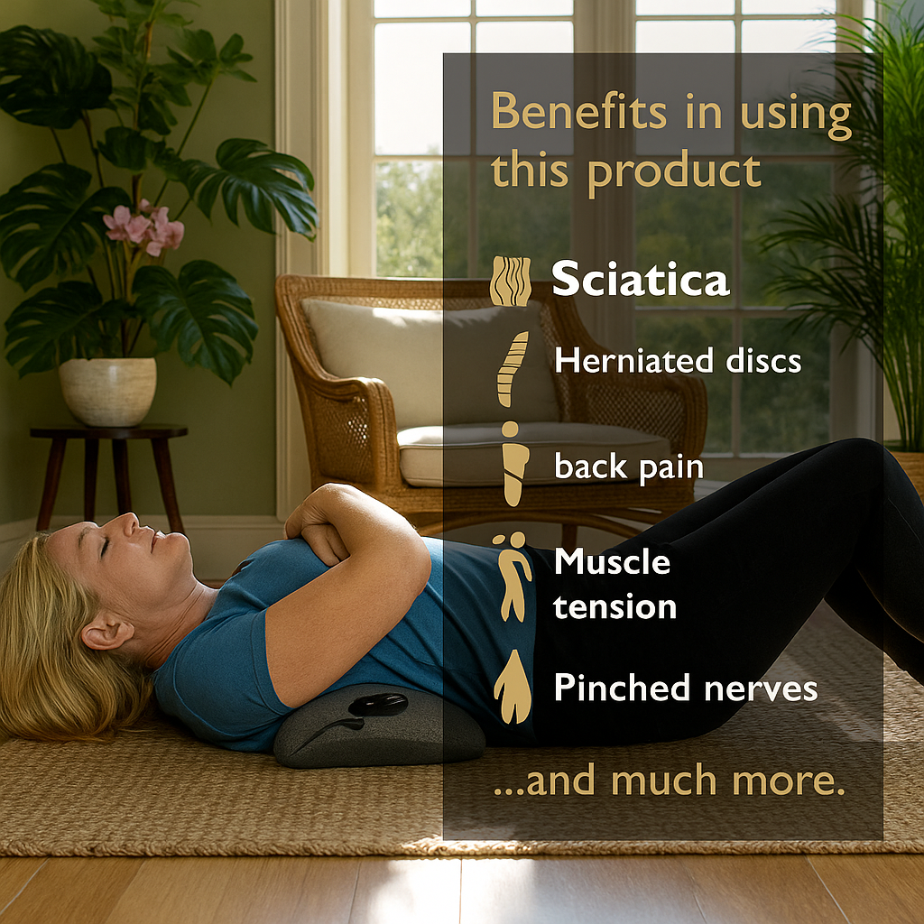 3-in-1 Sciatica Support Pillow – Heat & Vibration Back Comfort Cushion