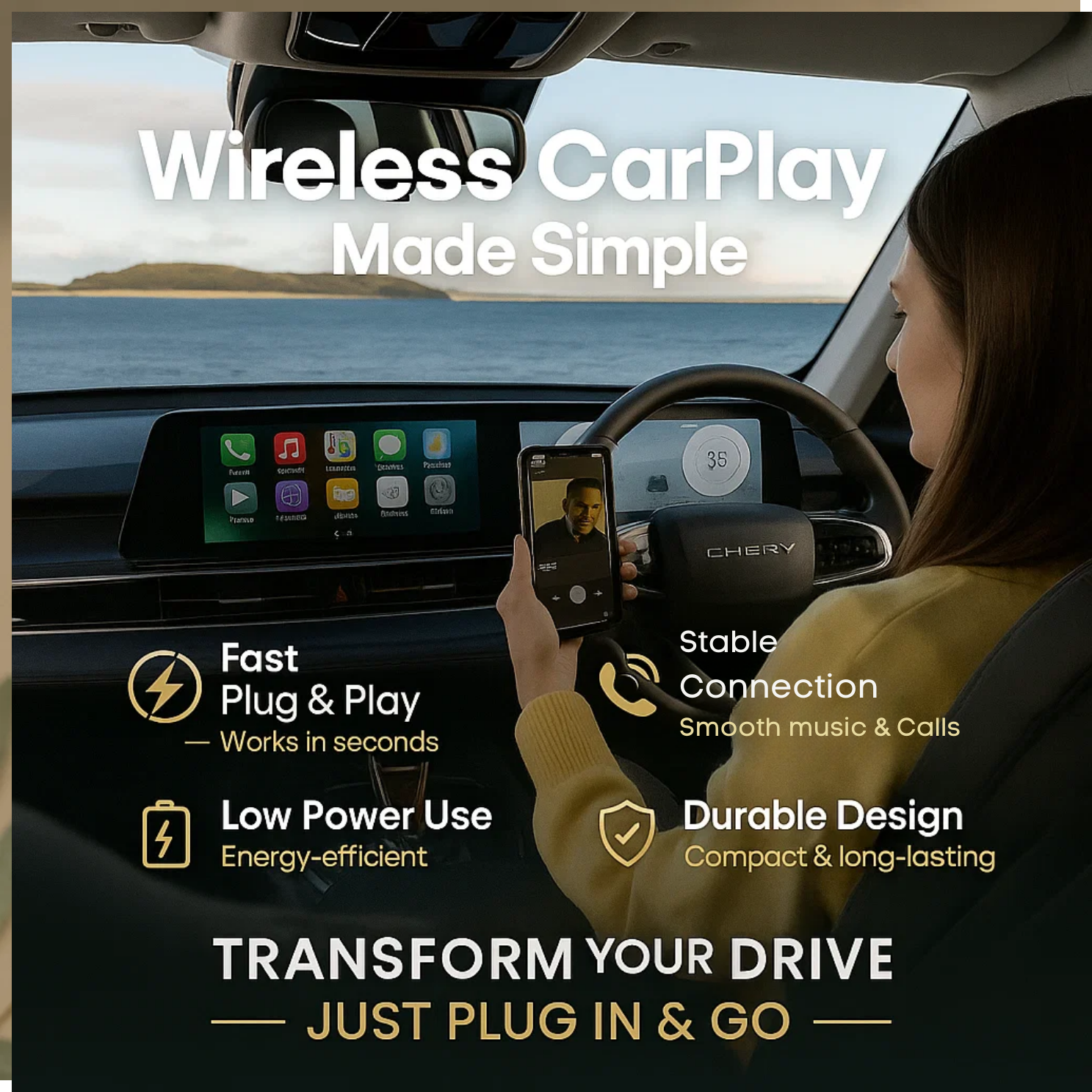 Wireless CarPlay & Android Auto USB Dongle - No More Cables, Just Spotify & Maps at Your Command